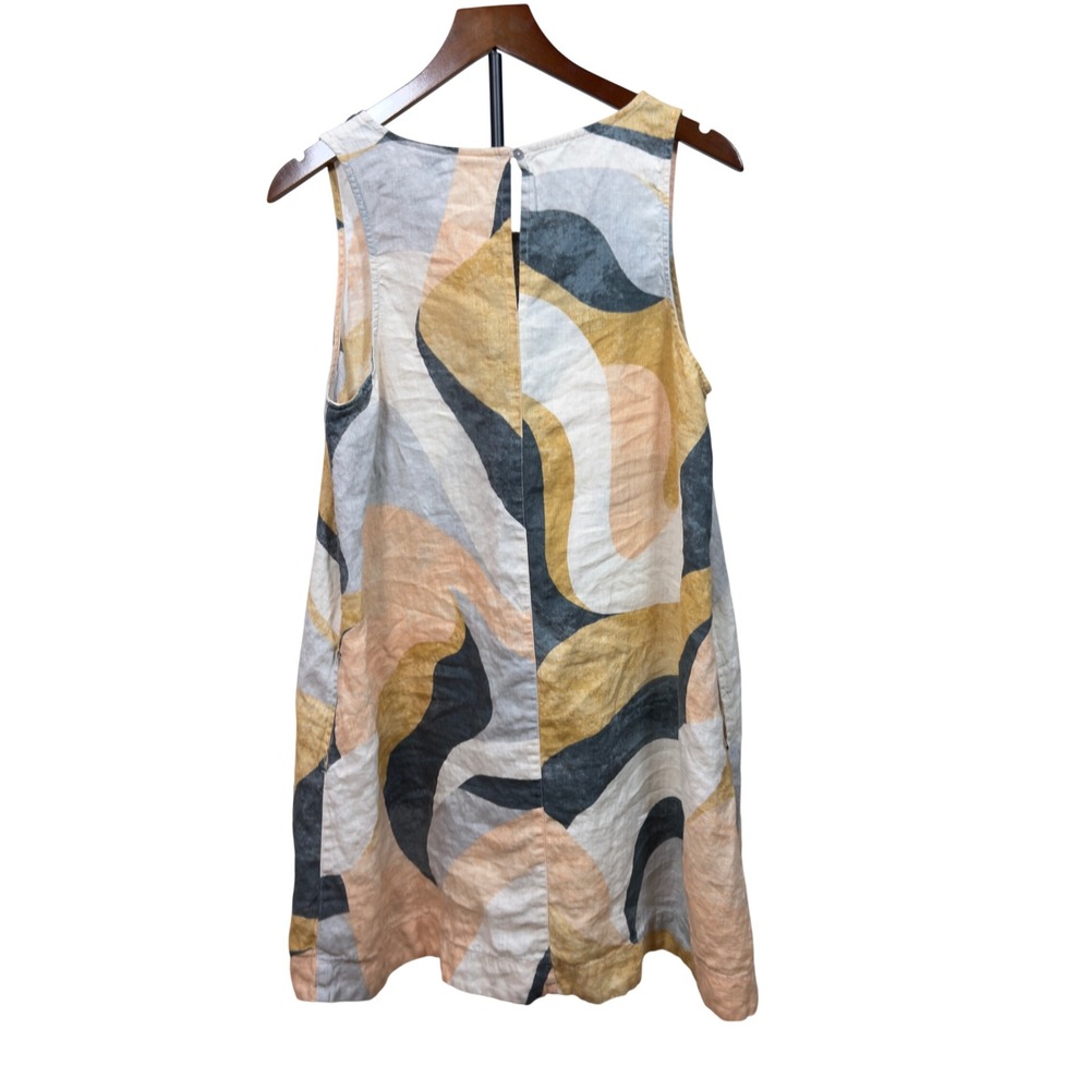Rachel Zoe Linen Shift Dress Womens Large Multi Color Abstract Swirl Sleeveless - Picture 3 of 13